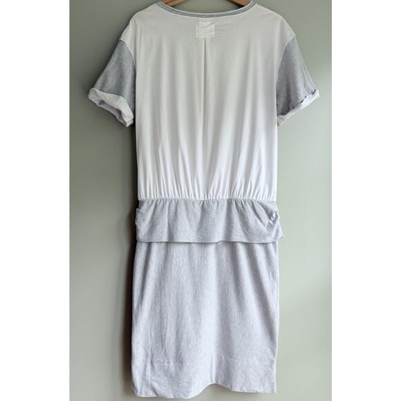 SOUTHCOTT Short Sleeve Sweatshirt Dress Mixed Media Gray Casual Loungewear L - Picture 7 of 13